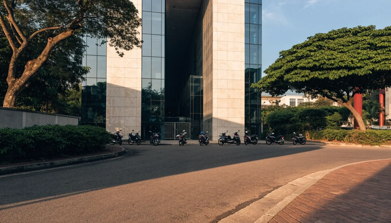 The street and building entrance where the NutriRangka office is located in Medan
